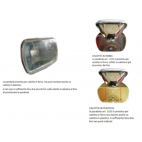 1222 Parabola faro rettangolare 2cv