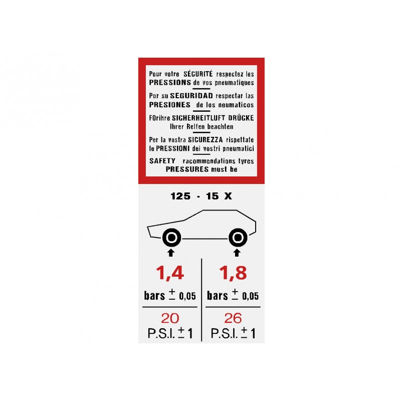 Adesivo pressione gomme - N.P.M. CITROEN 2CV SERVICE - Ricambi Citroen  2CV Dyane Mehari
