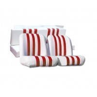 Kit rivestimenti sedili anteriori + panca posteriore skai bianco a righe rosse mehari