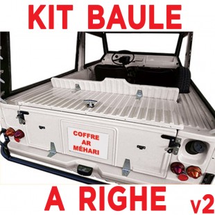5503 Sportello baule superiore Mehari per creazione bauletto posteriore BIANCO a RIGHE (accessori inclusi)