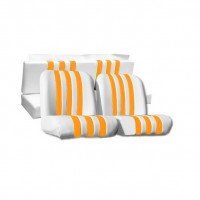 3855 Kit rivestimenti sedili anteriori + posteriore Mehari skai bianco a righe Arancio