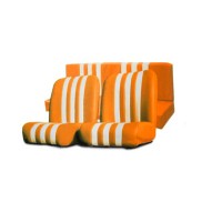 3856 Kit rivestimenti sedili anteriori + posteriore Mehari skai Arancio a righe bianche