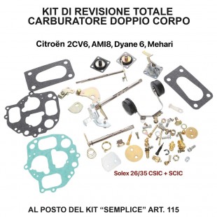 115MAX Kit revisione totale carburatore doppio corpo tipo Solex 26/35